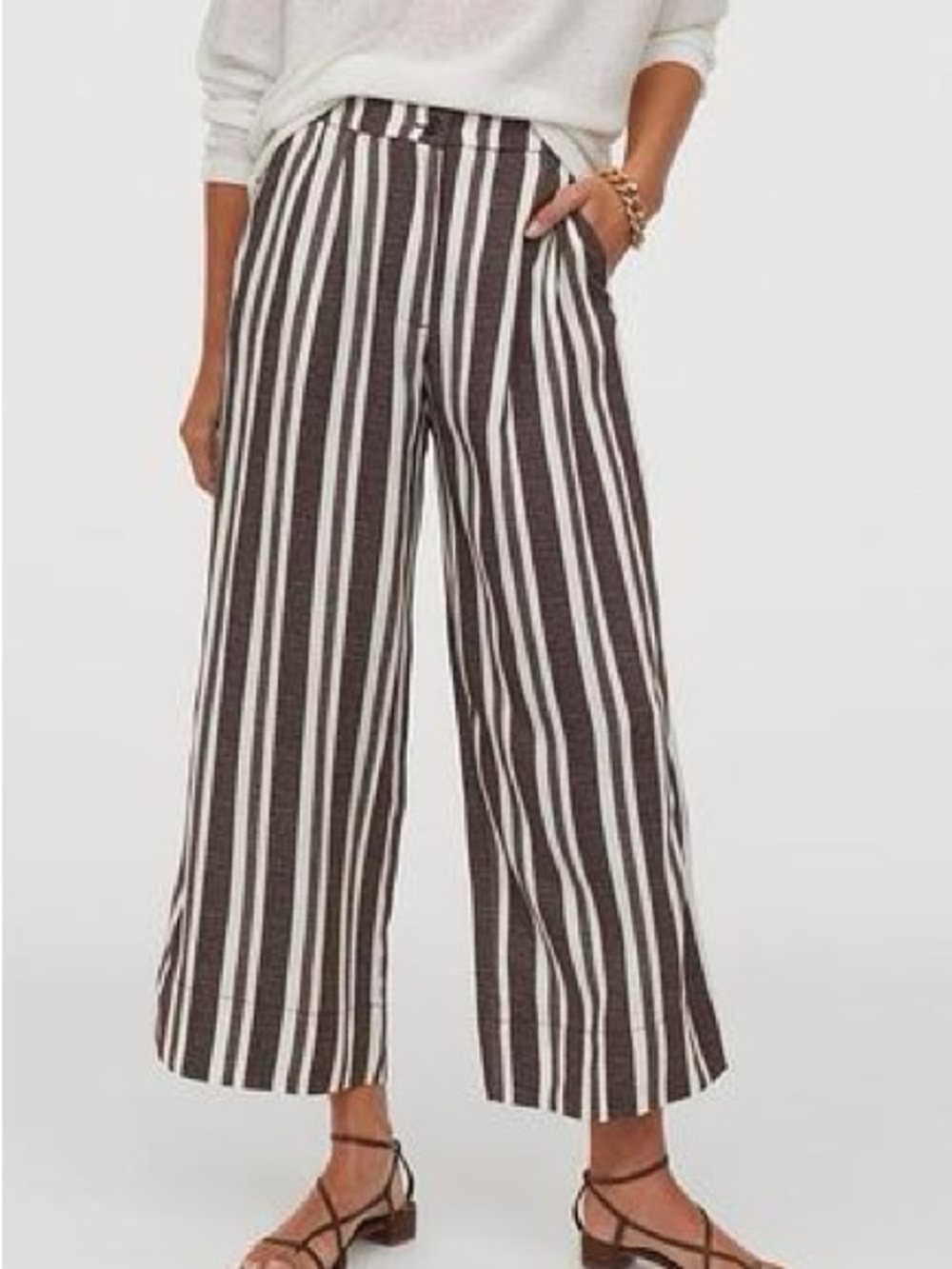 Euro Summer Coulettes Chocolate Brown Stripes Effortless Chic Size 12